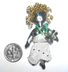 Southwestern NOMI GRÜN 925 VINTAGE figurale STERLING handgefertigte JUDAISCHE DAMEN ANSTECKNADEL - Bild 1 von 4