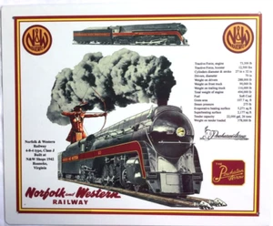 NORFOLK & WESTERN CLASS J #611 SCHILD / Eisenbahn, Züge, Wandschmuck - Bild 1 von 4