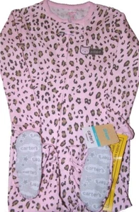 Footed Pink Brown Pajamas Cat Kitty Perfect Purrrfect Cotton Animal Print Girls - Picture 1 of 3