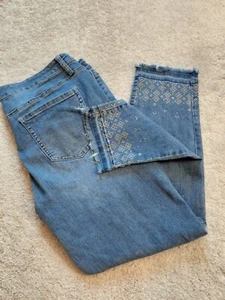 Daisy Fuentes Paulina Bestfriend 16  Light Wash Gold Studded ankle jeans  - Picture 1 of 12