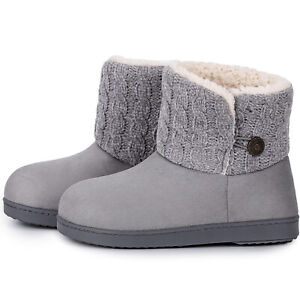 Women's Warm Chenille Knit Bootie Slippers Memory Foam Comfy Suede Cotton Boots