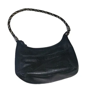 Brighton Black Leather Hobo Bag Braided Strap Silver Detail Purse Contemporary - Bild 1 von 8