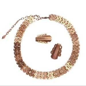 Rare Vintage Renoir Copper Necklace Earring Set - Picture 1 of 7