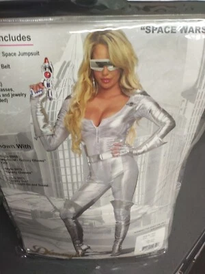 Macacão feminino Space Wars prata fantasia unitard tamanho G  - Imagem 1 de 4