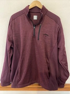 Callaway Golf Sweatshirt Large Maroon 1/4 Zip Pockets Long Sleeve Pullover Mens - Picture 1 of 6