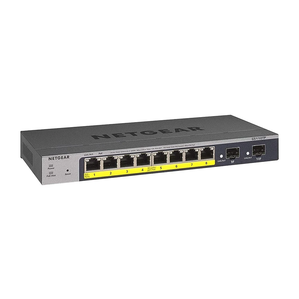 NETGEAR 10-Port PoE Gigabit Ethernet Smart Switch (GS110TP) - Managed, with 8 x - Image 1 of 4