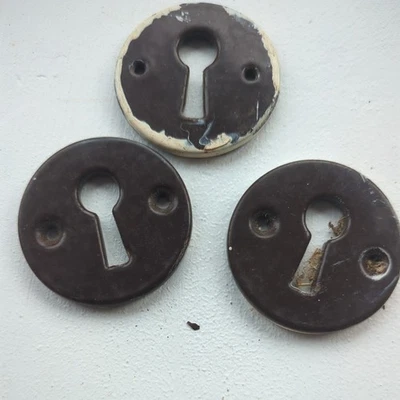 3 x Escudos redondos de baquelita marrón vintage 38 mm  Foto 1 de 3