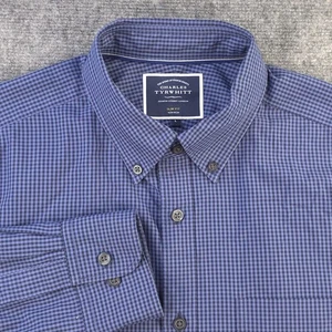 Charles Tyrwhitt Hemd Large Slim Fit Blau Kariert Langarm Button Down Baumwolle - Bild 1 von 9
