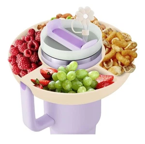 Snack Bowl for Stanley Cup 30oz with Handle, 4 Compartments Silicone Tray - Picture 1 of 6