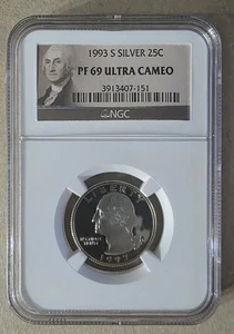 1993 S 25c Silver Quarter NGC PF69 Ultra Cameo - Picture 1 of 2