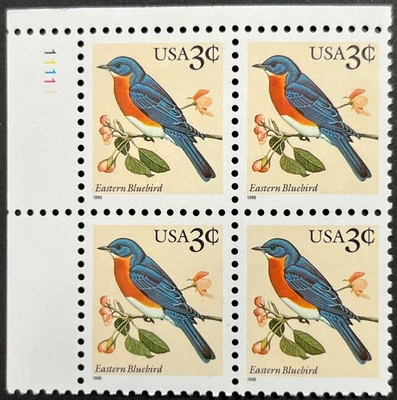 U.S. Scott #3033, 3c Plate Block of 4, Eastern Bluebird Issue, VF, MNH - Image 1 of 2