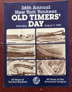 1982 August 7th New York Yankees Old Timers Day Game 36th Annual Program - Bild 1 von 4