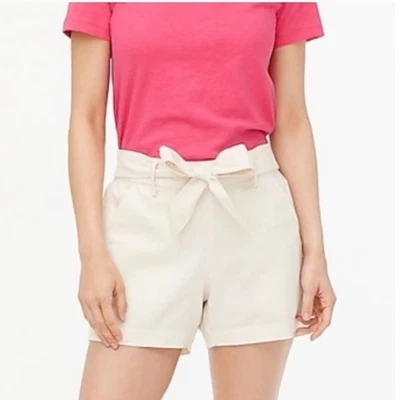 J. Pantalones Cortos Crew Lino Mezcla Algodón Cintura Tai Marfil Crema Para Mujer Talla 12 Foto 1 de 4