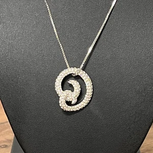 Swarovski Crystal Rhinestone Encrusted Love Knot Pendant Necklace 14”-17” - Picture 1 of 6