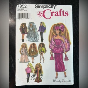 90er Simplicity Crafts Schnittmuster für Modepuppe Kostüme Kleidung 7952 - Bild 1 von 3