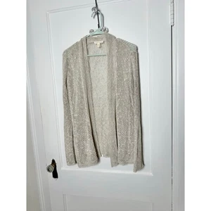 Eileen Fisher Oatmeal Beige Open Knit Linen Blend Cardigan Sweater Women's Small - Picture 1 of 6