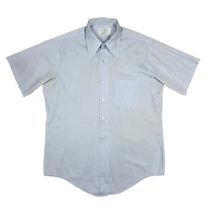 Vtg Towncraft Plus Pennys Mens Blue Short Sleeve Button Up Shirt Retro Eclectic - Picture 1 of 9