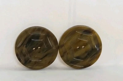 Vintage 2-Hole Buttons Plastic Geometric Design Hexagon 37.2 mm 2 Pieces - Image 1 of 4