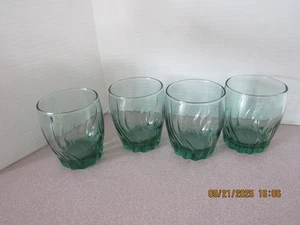 (4) Vasos de jugo vintage Anchor Hocking Central Park verde hiedra remolino - Imagen 1 de 5