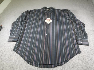 Camisa occidental ELY Cattleman para hombre 2XL negra a rayas perla resistente a las arrugas a presión Foto 1 de 4