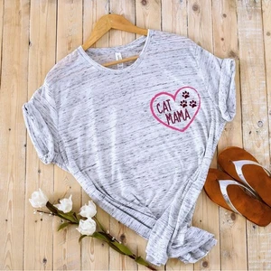 Camiseta Cat Mama Super Suave Ligera Talla S UK 8 Ajuste Favorecedor Blanco Mármol - Imagen 1 de 3