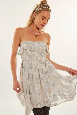 NWOT Free People Gardenia Flowy Strapless Floral Mini Dress in Petal Pink Sz XS - Image 1 of 4