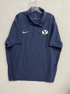 BYU Cougars Polo Shirt Mens 2XL Blue NCAA Football Nike Dri Fit Player Issued - Picture 1 of 11