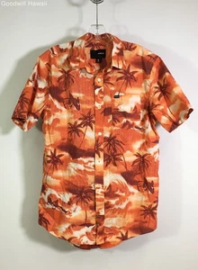 HURLEY Orange Button Hawaiian Aloha Tropical Shirt Men - Size S - Picture 1 of 4