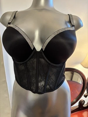 NWT Victoria's Secret Bra Bustier Corset 36C Rhinestone Bombshell Push-up Sexy - Image 1 of 4