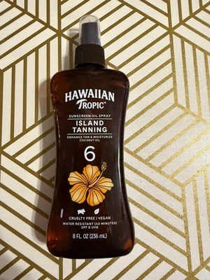 Aceite protector solar bronceador Hawaiian Tropic Island spray, FPS 6, aceite de coco, 8 FL OZ Foto 1 de 2