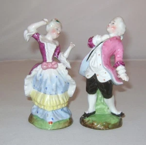 Pair Antique German Porcelain Figurines: Lady & Gent Dancers : 12cm high - Picture 1 of 9