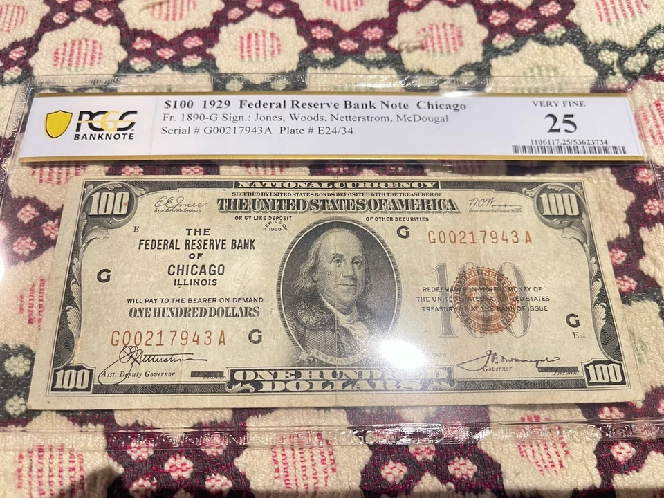 1929 Federal Reserve Chicago One Hundred Dollar Bill PCGS 25 FR 1890G 💎💎💎 - Image 1 of 4