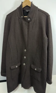 Eileen Fisher Mantel XL braun Wollknöpfe ungefüttert Jacke Taschen Wollmischung - Bild 1 von 13