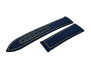 19 20 21 22mm Blue/Yellow Fabric/Leather Strap/Band fit Omega SeaMaster Watch - Picture 1 of 15