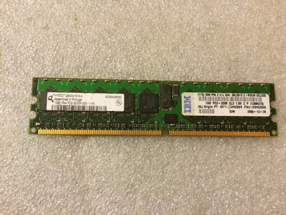 Memoria DDR2 ECC Infineon HYS72T128000HR-5-A 1GB PC2-3200 400MHz ECC CL3 240-Pin - Immagine 1 di 1