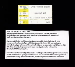 EXTREMELY RARE 1979 MUHAMMAD ALI v JIMMY ELLIS boxing ticket CASSIUS CLAY SYDNEY - Picture 1 of 1