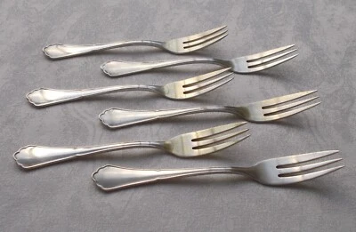 *RAR* Set Di 6 Forchette Da Torta Inglesi Chippendale Di BSF In Argento 800 - Immagine 1 di 4