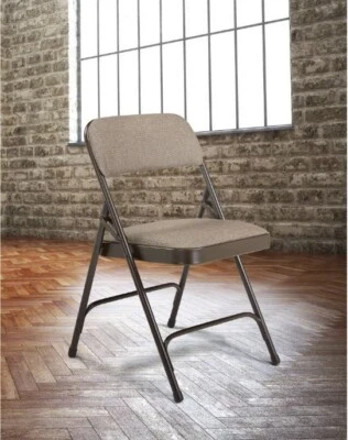 Juego de 4 asientos de silla plegable marrón con brazos acolchados tapizados plegables de tela Foto 1 de 4