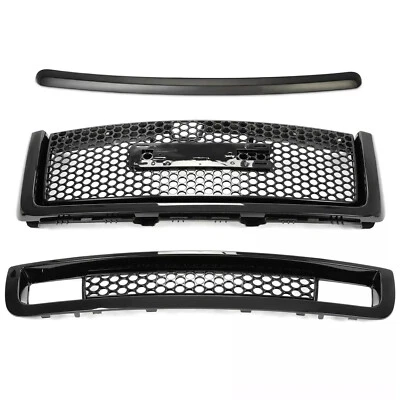 Para GMC Sierra 1500 2007-2013 Parrilla inferior superior delantera/moldura de capó negro brillante Foto 1 de 4