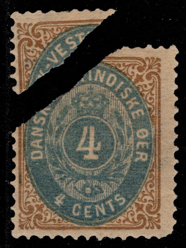 Danish West Indies - 1874 - 4 Cents Brown & Dull Blue Numeral of Value #7 Mint - Image 1 of 1