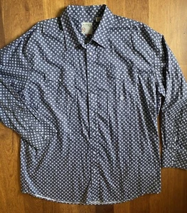 ROPER pearl snap blue & white PAISLEY long sleeved western shirt ~ Size 3XL - Picture 1 of 15