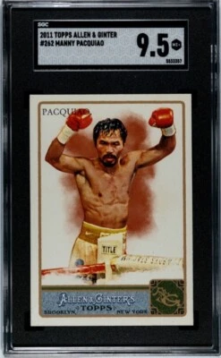 MANNY PACQUIAO 2011 TOPPS ALLEN & GINTER #262 ROOKIE RC SGC 9.5 GEM MINT + BOXER - Image 1 of 2
