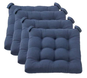 Textured Chair Seat Pad (Chair Cushion), Navy Color, 4-Piece Set, 15.5" x 16" - Picture 1 of 5