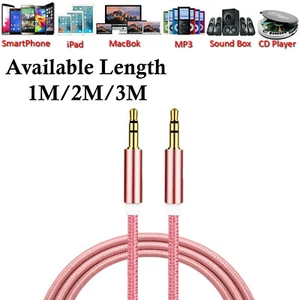 Pink 3.5mm Jack Headphone Extension Cable AUX Audio Lead Stereo Male to male - Picture 1 of 10