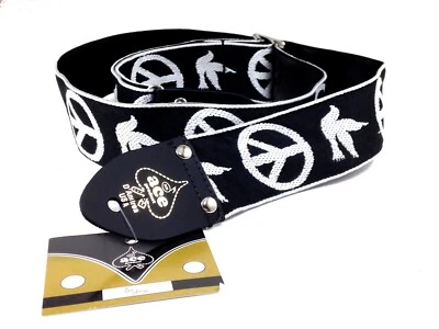 Correa de guitarra Ace estilo vintage diseño Peace Doves blanco y negro Foto 1 de 4