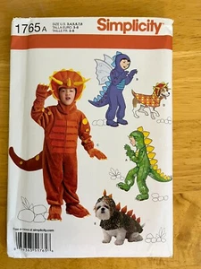 Disfraces de dinosaurio y dragón Simplicity 1765 patrón niño 3-8 y perros tamaños sin cortar - Imagen 1 de 2