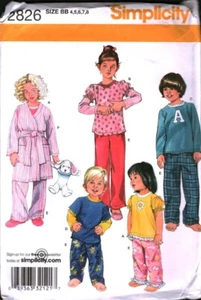 2826 Vintage Simplicity Patrón de Costura Niñas Niños Pijama Bata Prendas para Dormir Fuera de Stock - Imagen 1 de 2