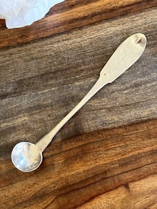 Antique~ W.H.Talbott & Co.~ Coin Silver Mustard Spoon circa 1830, monogrammed - Picture 1 of 7