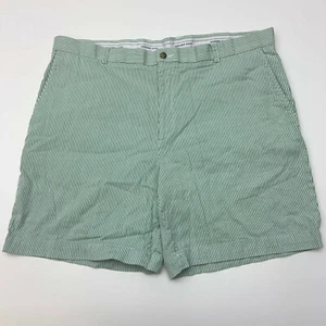Oxford Golf Stretch Shorts Mens 42 White Green Stripe Casual Golfing - Picture 1 of 9