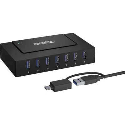 Plugable USBC-HUB7BC 7-in-1 USB Charging Hub with Data Transfer for Laptops with - Image 1 of 4